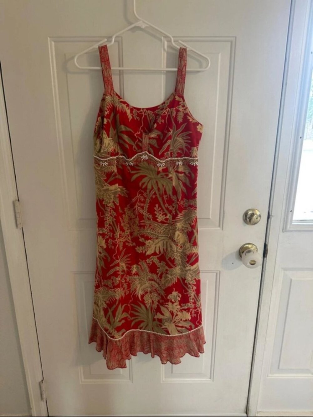 Haven Bleu Red Tropical Print Slip Dress